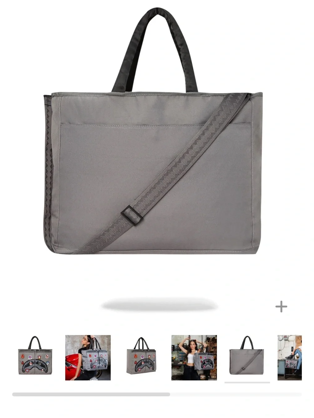 Sprayground Gray Shark Patch Canvas Tote (FIRM PRICE)